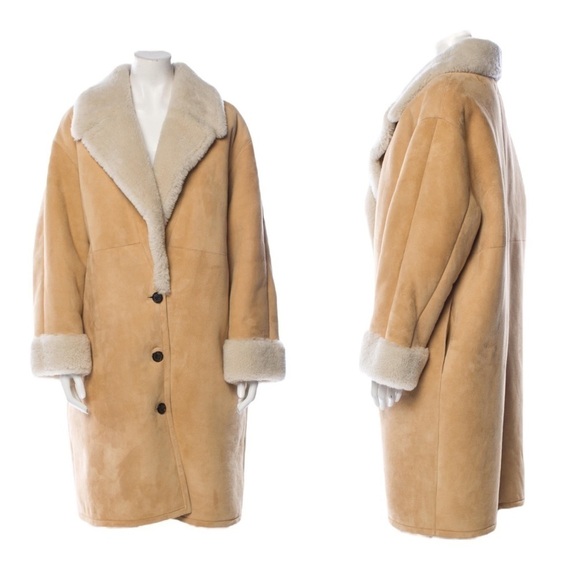 Nili Lotan | Lenon Lamb Shearling Coat in Beige - Size Large - Picture 4 of 17